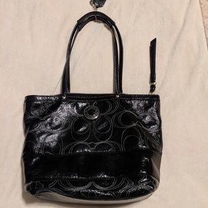 Black patent leather Coach purse